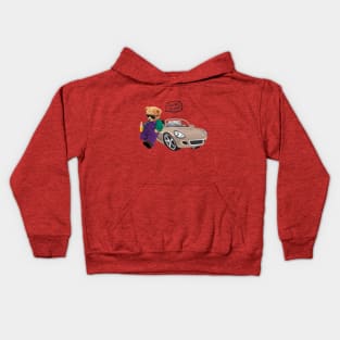 Are You Ready ?  Teddy Bear with Car While Holding Soft Drink Bottle Kids Hoodie